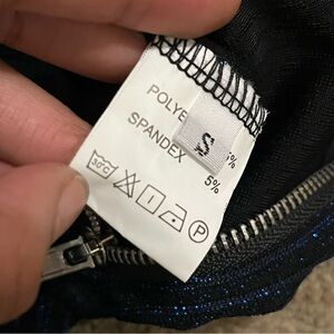 Sparkly Royal Black silver Glitter Ribbed Gloved bodysuit Jumpsuit Romper Womens